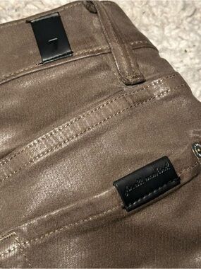 7 For All Mankind Women's High-Rise Coated Taupe Jeans